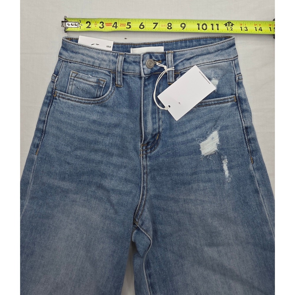 Vervet Leslie 90s Vintage Flare Jeans Distressed Blue Denim Size 25 NWT - Picture 8 of 10